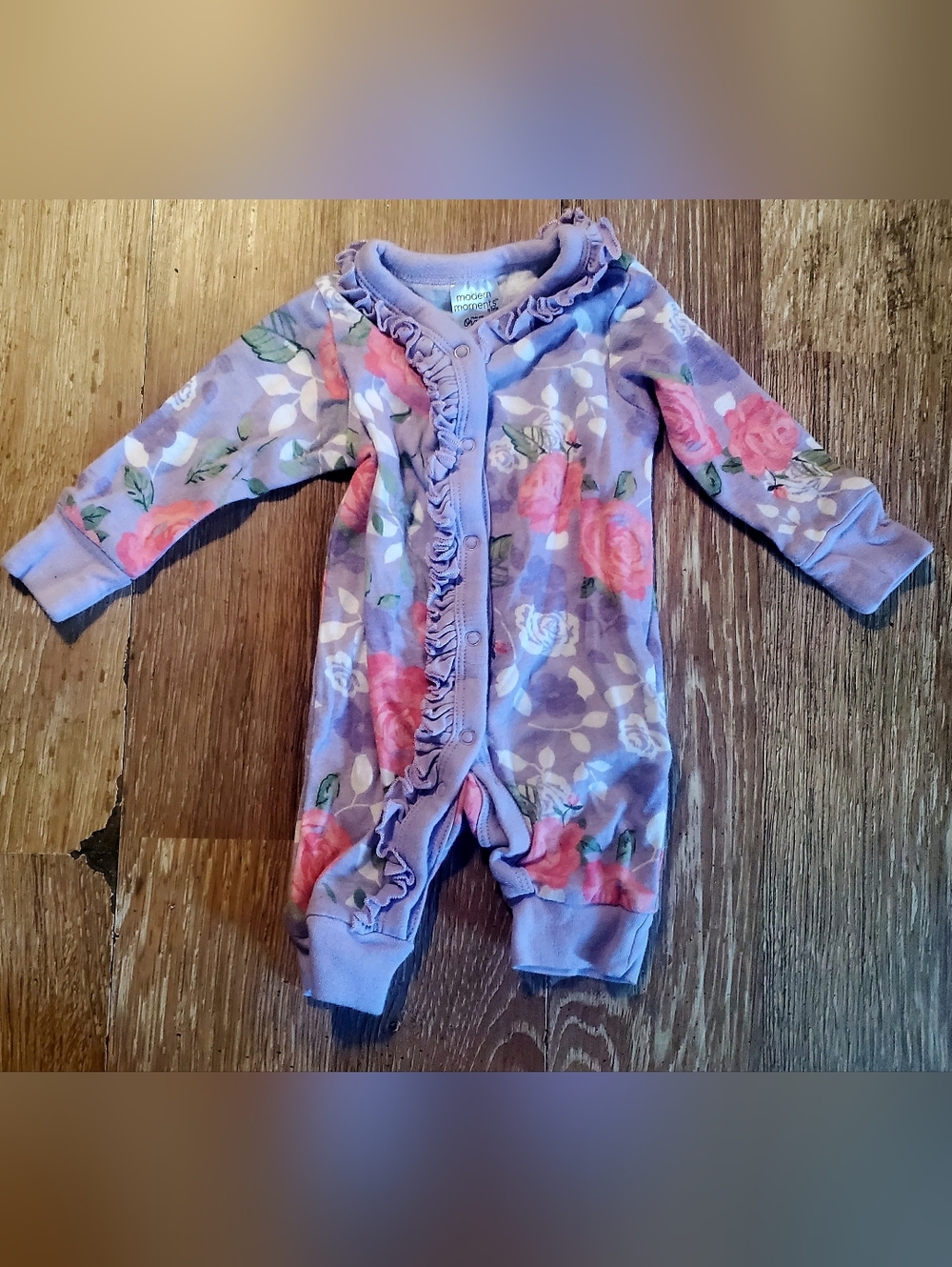 Modern Moments Lavender Floral Ruffle Baby One-Piece